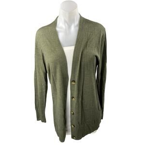 Gap Women's Green Wool Long Sleeve Button Down Cardigan Sweater Top Size L